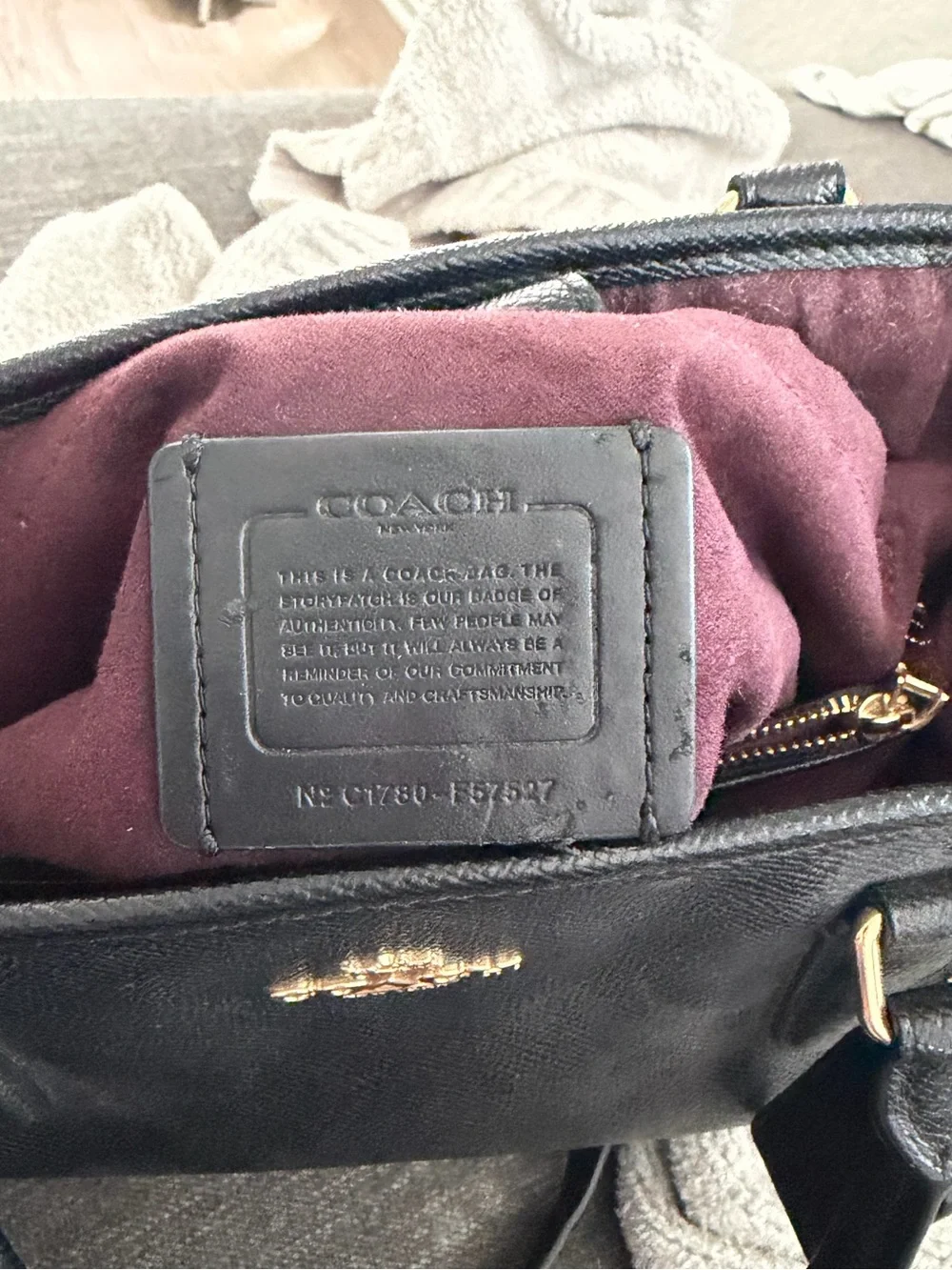 COACH F57527 SMALL MARGOT CARRYALL CROSSGRAIN LEATHER BLACK